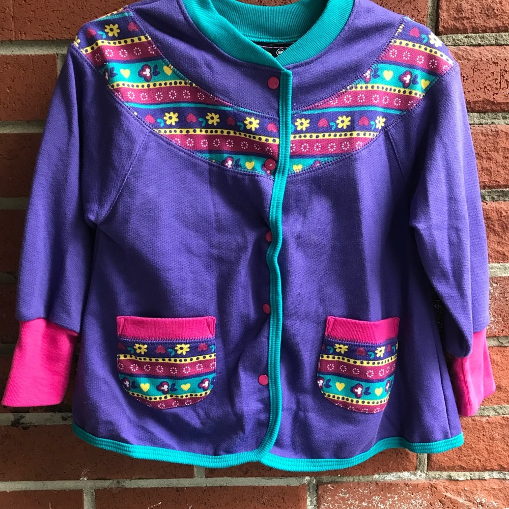 80’s Vintage Colourblock Button Down Sweatshirt Oversized Deadstock Zeddy Zeller - Picture 2 of 4